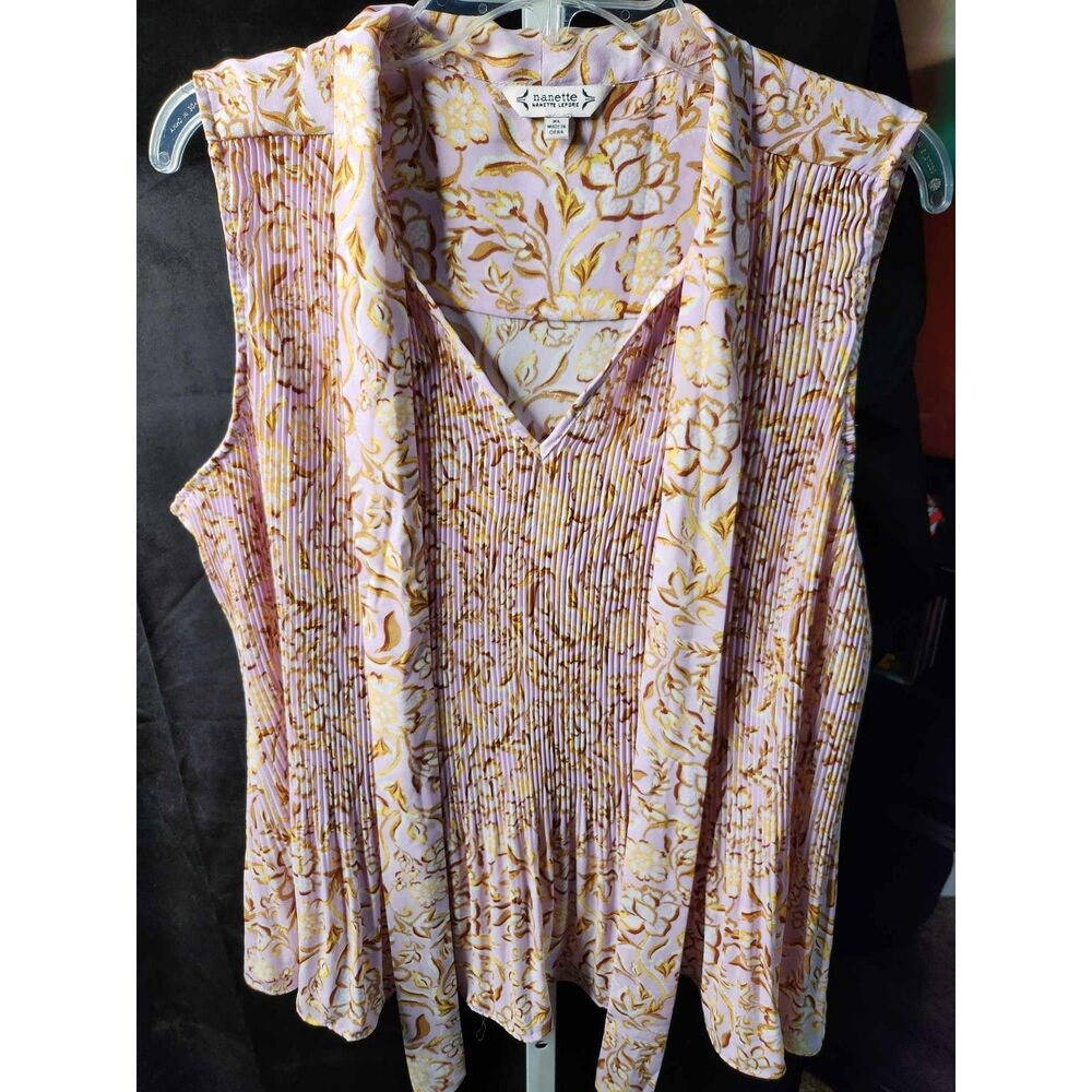 NWT Nanette Lepore Orchid Bloom Sleeveless Top with Tie at Neck- XL